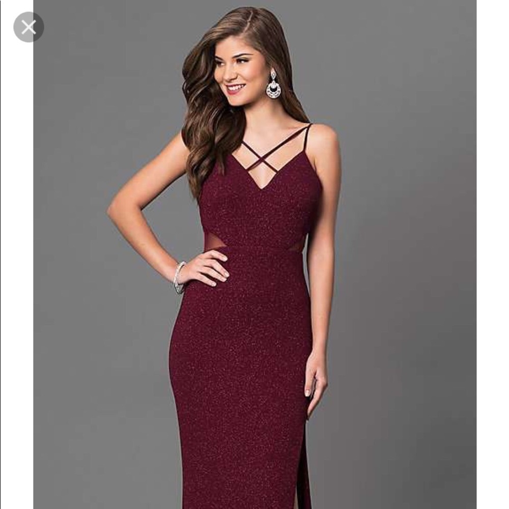 Burgundy Long Sparkle Prom Dress Evening Gown
